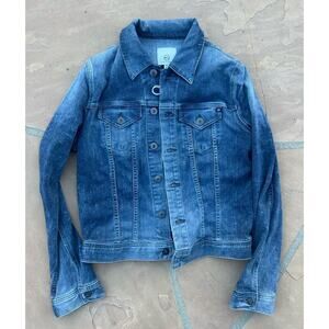 AG Adriano Goldschmidt Cropped Trucker denim Jacket - XL - retail $285 BZ